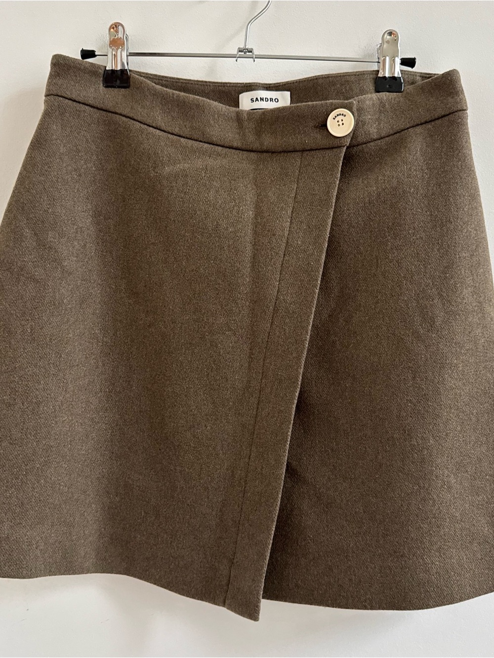 Sandro Brown Wrap Mini Skirt